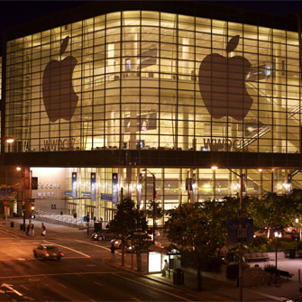 Moscone West, at night